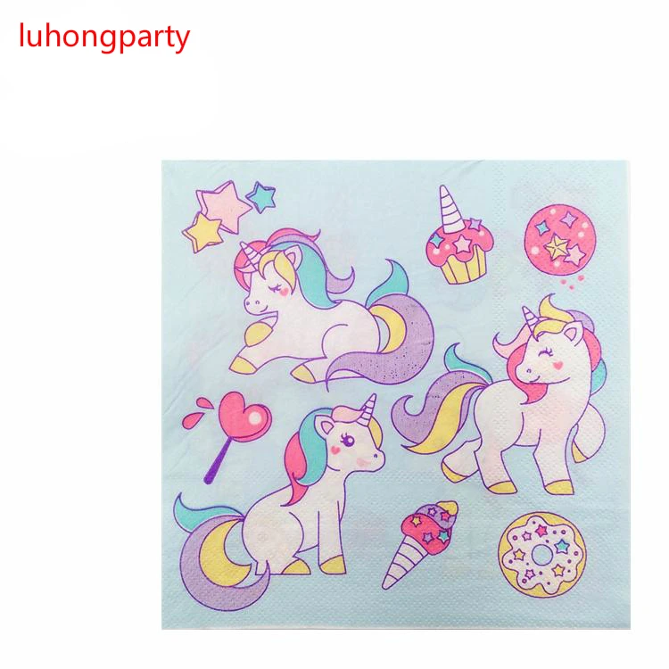 

20pcs 33*33cm cute Unicorn paper napkins serviettes decoupage decorated for wedding party virgin wood tissues