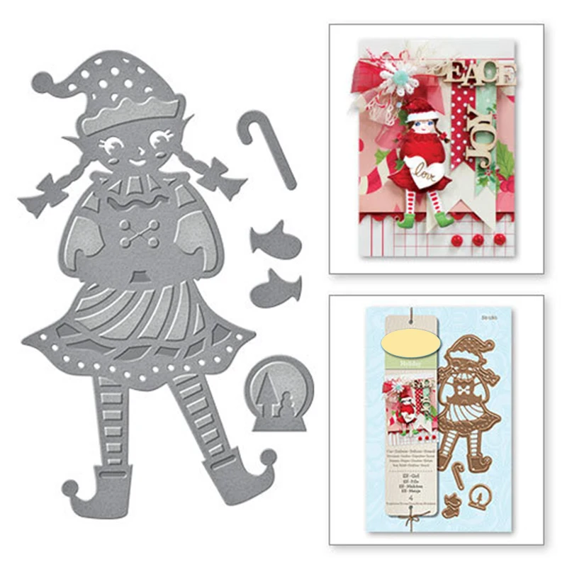 

Christmas Girl Metal Cutting Dies Stencils For Card Making Decorative Embossing Suit Paper Cards DIY Dies Scrapbooking