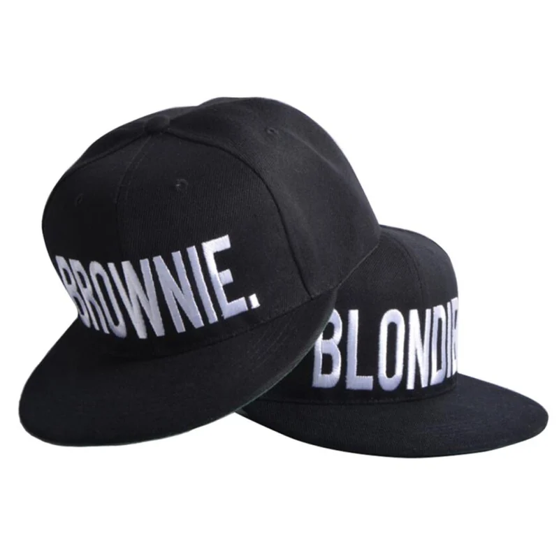 بلوندي براوني التطريز الساخن بيع snapback القبعات القطن زوجين تنس قبعات الهيب تعديل