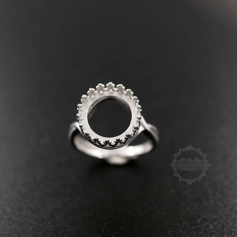 

8-12MM crown round bezel 925 sterling silver ring setting bezel basic ring size diameter 18mm DIY adjustable ring setting 121203