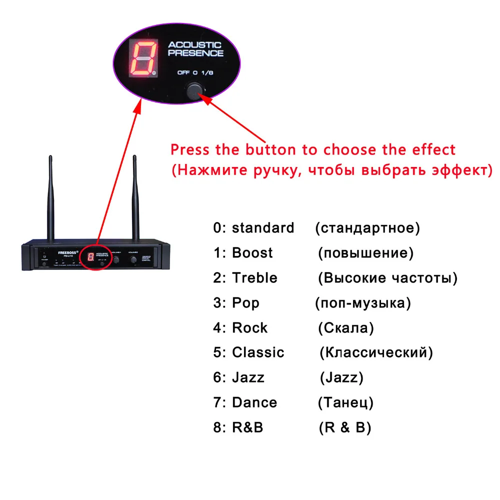 FREEBOSS FB U10 2 Way черный серебристый золотой металлический Ручной беспроводной