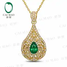Caimao натуральный 1,05 ct изумруд 18KT/750 желтое золото 0,68 ct полный разрез ювелирные изделия драгоценный камень-подвеска