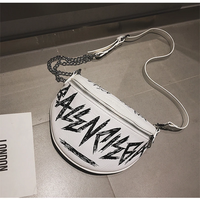 

Women's Waist Bag Funny Pack Fashion Large Capacity Leather Chain Women's Purse Shoulder Chest Bags Hip Hop Pillow Belt Bag