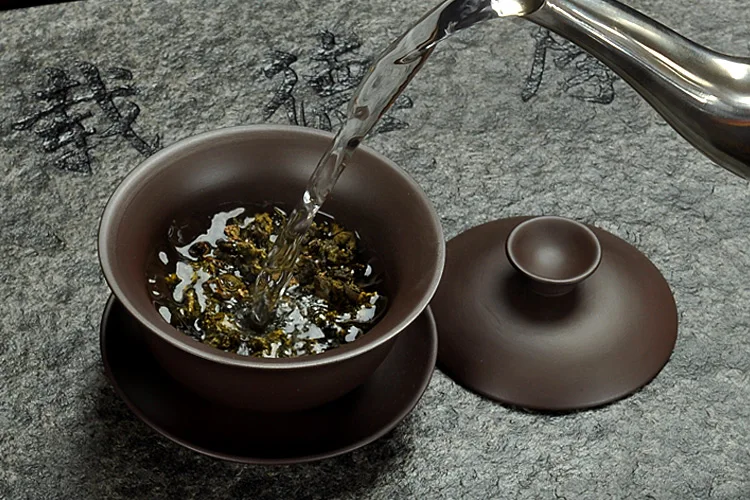 100 мл фиолетовая глина yixing Gaiwan винтажная посуда для напитков чайная посуда натуральные Zisha пиалы для чая с крышкой набор блюдец набор мастер чайная чаша Декор