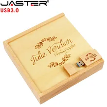 JASTER USB 3,0 деревянный фотоальбом+ коробка usb флеш-накопитель Флешка 8 Гб 16 Гб фотография свадебный подарок логотип клиента 170*170*35 мм