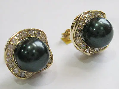

Wholesale FREE SHIPPING DD6 colors!10mm pink/gray/black/blue/yellow/coffee shell pearl 18KGP stud earring A0422