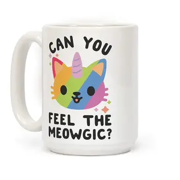 

Can You Feel The Meowgic White 11 Ounce Ceramic Coffee Mug