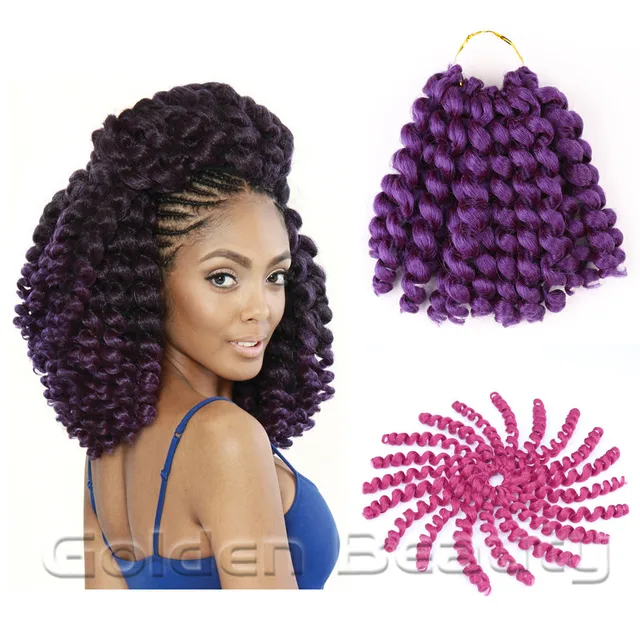 Golden Beauty 8 pouce jumpy baguette curl Crochet Tresses Extensions De Cheveux de Crochet jamaïcain havana
