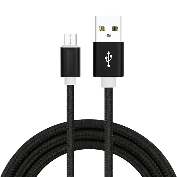 Кабель USB с нейлоновым покрытием, кабель для зарядки, кабель для передачи данных, кабель синхронизации для iPhone Lighting type C Android, мобильный телефон 1 м/2 м/3 м - Тип штекера: Black