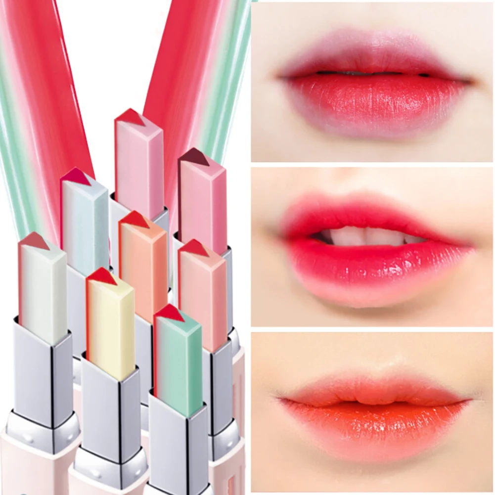 V Shape Double Color jelly Lipstick Lip Balm Moisturizer Lip Batom Lips Tint Pro Beauty