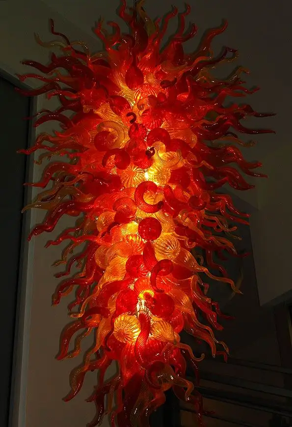 

Made in China High Quality Modern Hotel Chandelier Chihuly Style Hand Blown Glass Large Long Chandelier Lighting