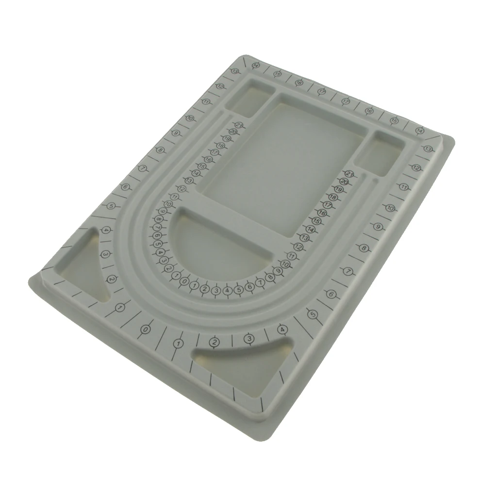 Plastic Flocked Beading Bead Board Bracelet Design Tray Jewellery Making DIY Craft Tool Gray 33 x 24 cm