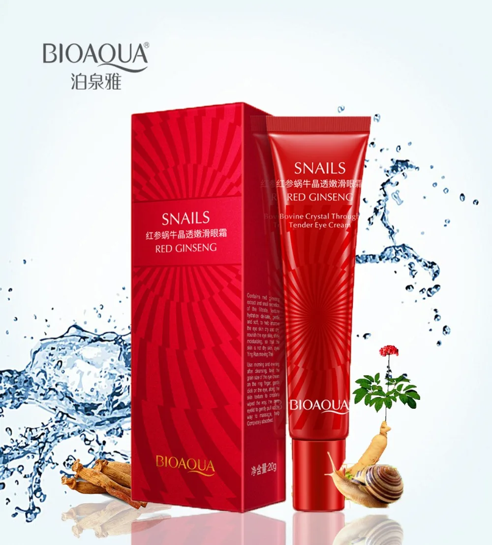 

BIOAQUA Red Snail Extract Anti Wrinkle and Eye Bag Hyaluronic Acid Eye Cream Remove Dark Circles Facial Skin Care Snail Cream