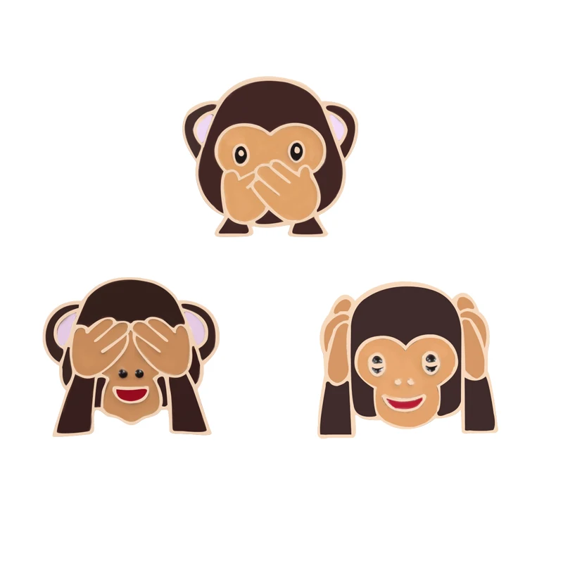 

3 Pcs/Set Cartoon Brooches Cover Eye Mouth Monkey Enamel Pin Funny Kids Backpack Metal Badge Fashion Jackets Lapel Pins Jewelry