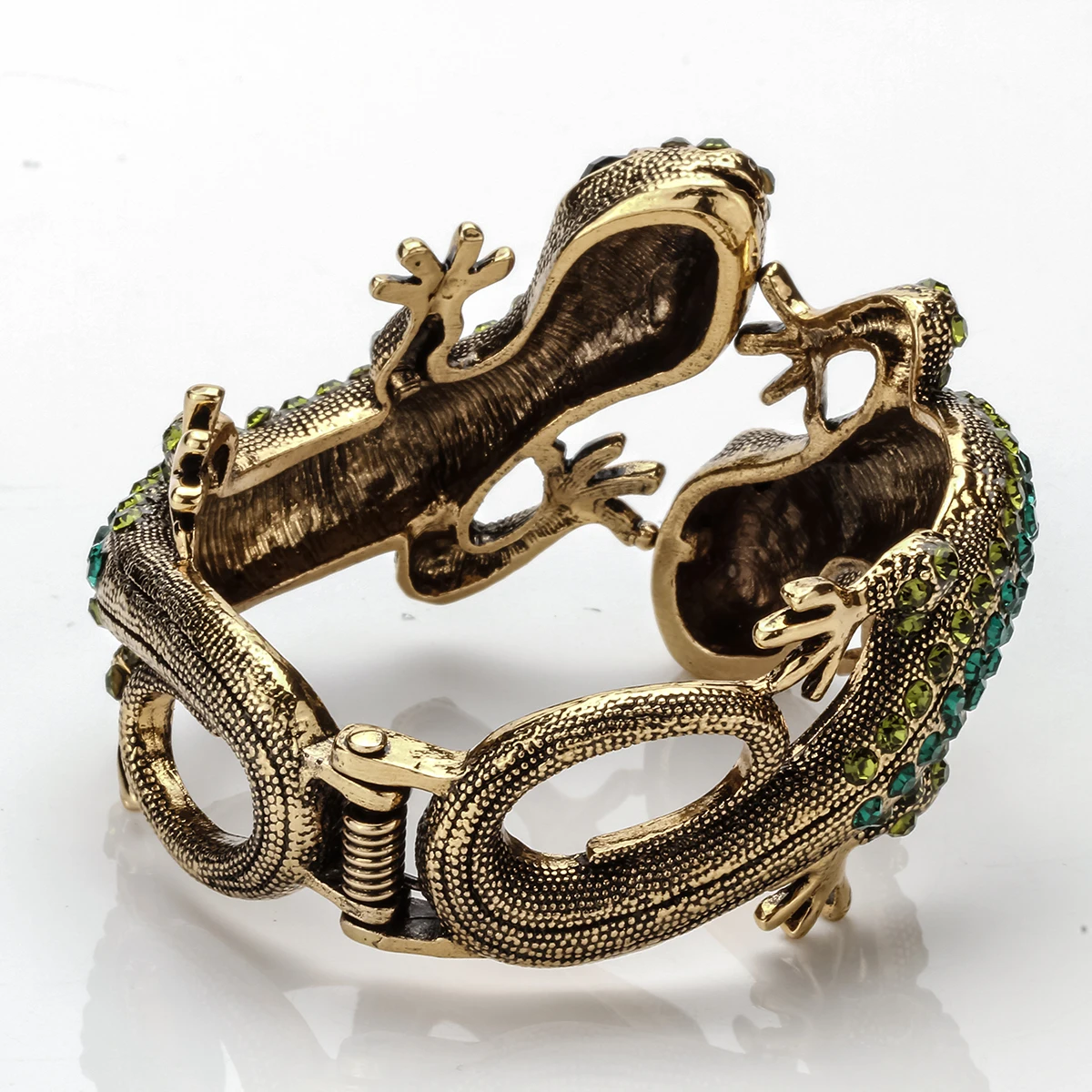 Bangle Bracelet YACQ Gecko Antique Gold Silver Color Animal Bling Crystal For Women bangle bracelet,crystal bracelets