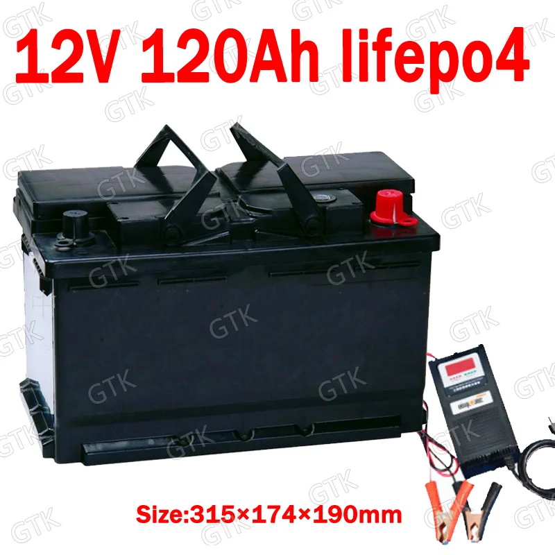 GTK 12,8 V Lifepo4 12V 120AH литиевый аккумулятор BMS 4S для инверторных лодок, UPS для дома на колесах, хранение солнечной энергии+ 10А зарядное устройство