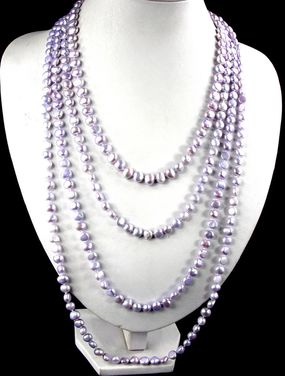 

Jew2948 100" Long Handcraft 7mm Lavender Purple Cultured Freshwater Pearl Necklace NEW