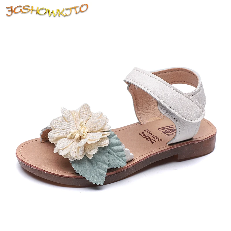 

Summer Sandals For Girls Kids Floral Sandals Sweet Princess Chic Cute Children Baby Girl Shoes Flowers With Leaves Soft Wedding