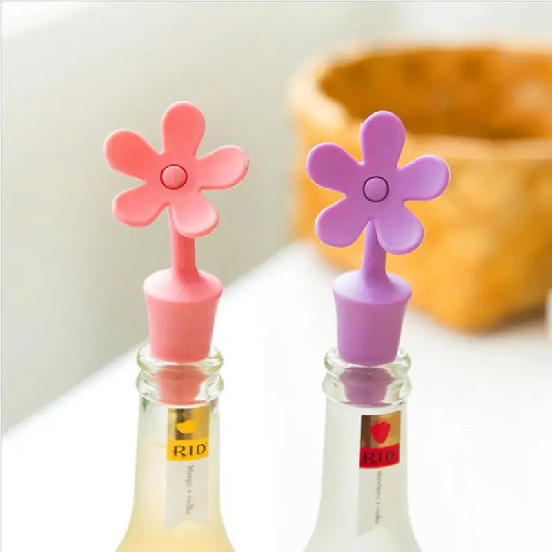 Creative Flower Design Bottle Stopper Colorful Silicone Wine Stopper Vacuum Sealed Champagne Drinks Bottle Caps Wine Pourer Stop