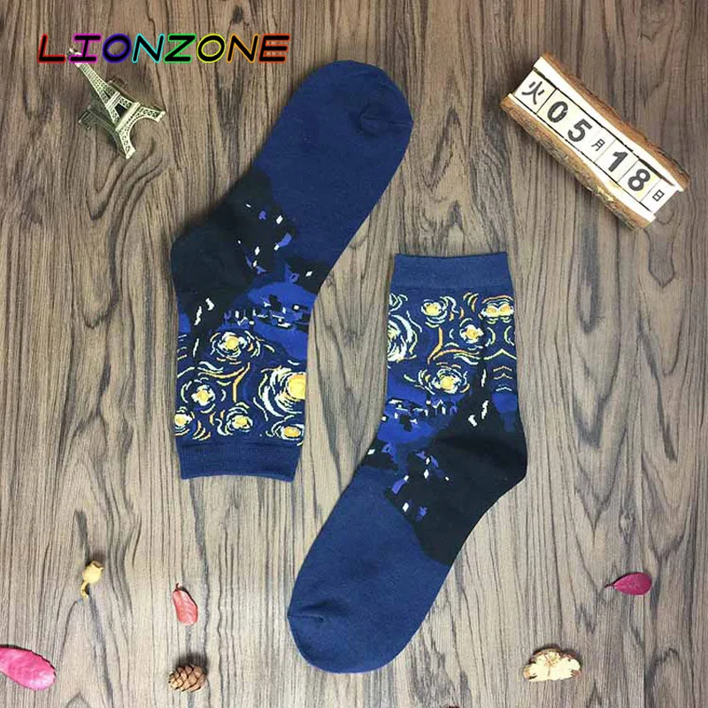 LIONZONE, художественные носки, винтажные, классические, с рисунком, Мона Лиза, женские носки, модные хлопковые носки, Jelly Bean, Candy Popsocket