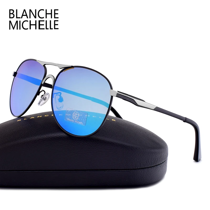 Blanche Мишель бренд classic Pilot Sunglasses Для мужчин поляризационные UV400 Для мужчин с солнцезащитные очки мужской вождения Óculos gafas-де-сол hombre