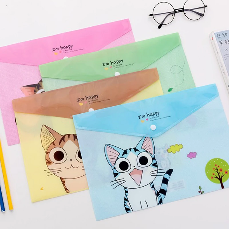 Канцелярская сумка Kawaii A4 2 шт. ПВХ для сыра кошки папка документов канцелярские