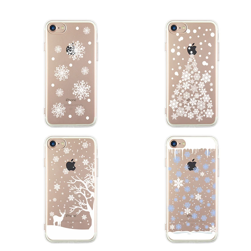 Снежинка Цветок Олень Рождественская елка чехол для телефона IPhone 5 6 6s 7 7Plus ультра