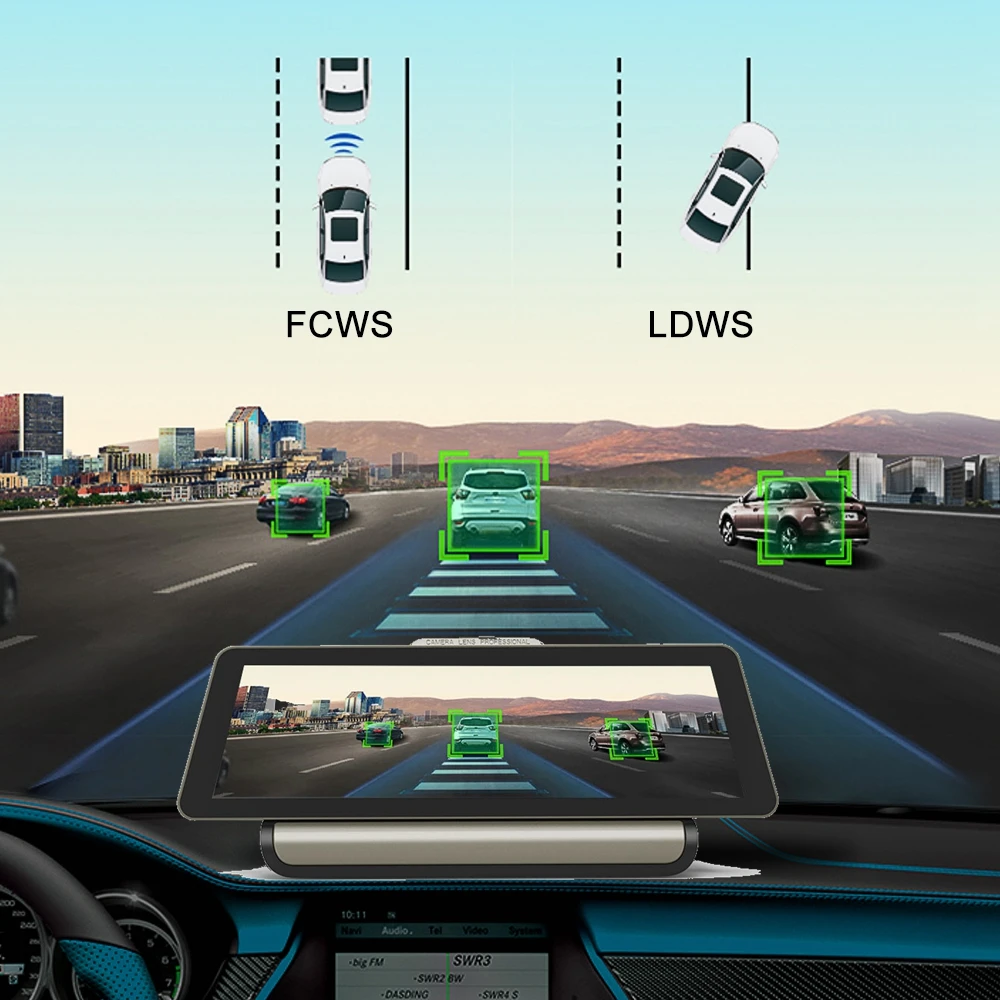 4G Автомобильный видеорегистратор ADAS с двойной камерой, 10 дюймов, Android, gps навигация, FHD 1080 P, видео регистратор, ночное видение, 24 часа, монитор парковки