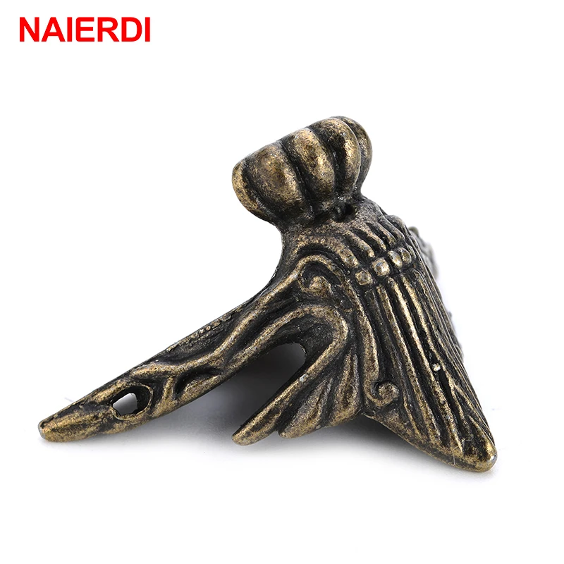 

2PCS NAIERDI 40x30mm Antique Wood Box Feet Leg Corner Protector Triangle Rattan Carved Decorative Bracket For Furniture Hardware