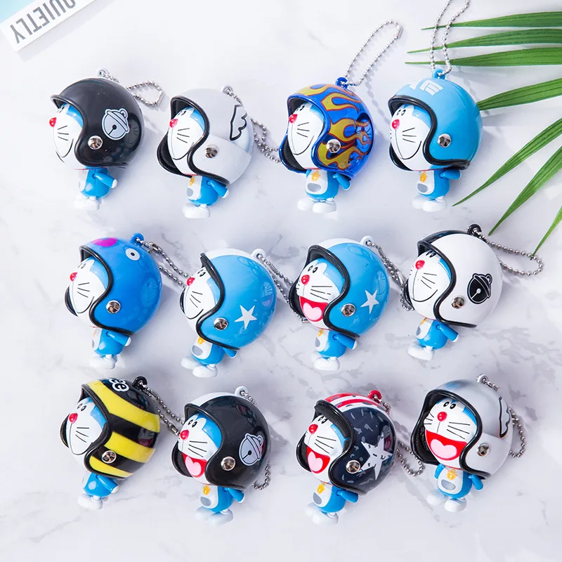 

Lovely Animal Doraemo Keychain Cartoon Japan Doraemon Figure Action Colorful Helmet Bell Toys For Kids Christmas Gift