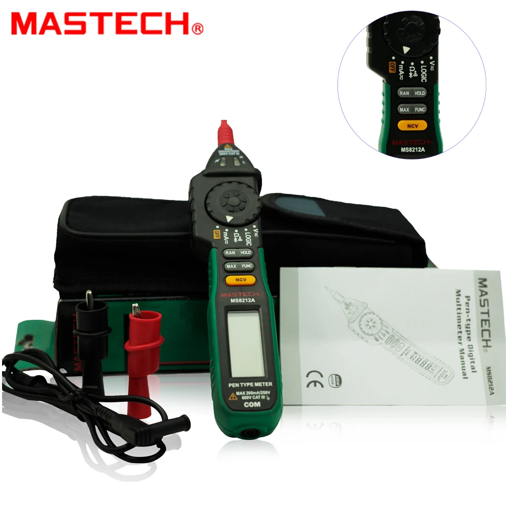 

MasTech MS8212A Professional Durable Pen Digital Multimeter Voltage Current Diode Continuity Tester