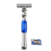 New Silver Blue Copper Alloy Men Shaving Double Edge Razors 3-piece Classic Manual Shaver Blade Replaceable Safety Razor New Silver Blue Copper Alloy Men Shaving Double Edge Razors 3-piece Classic Manual Shaver Blade Replaceable Safety Razor