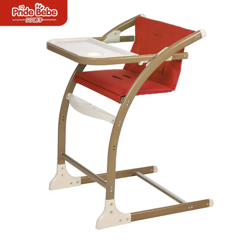 Модный крепкий детский обеденный стул с пластиной для младенцев, высокий стол, Многофункциональные комбинированные кресла-качалки для кормления - Цвет: red
