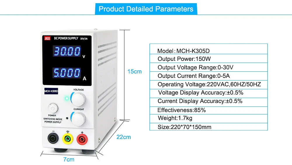 MCH K305D DC Регулируемый Питание высокой точности 4 цифры дисплей для ремонта печатных плат для лабораторий Напряжение регулирования Питание