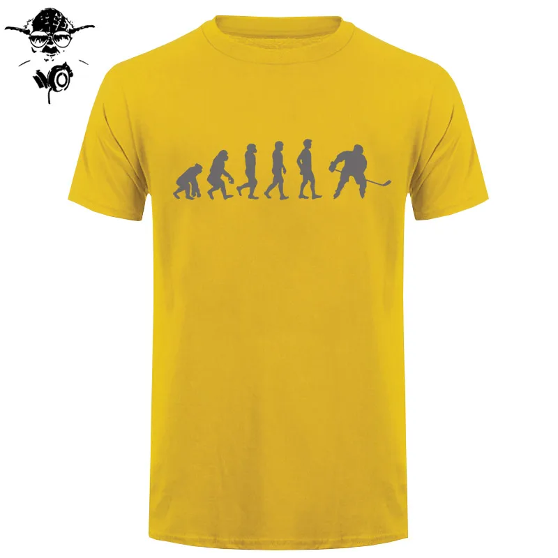 Evolution Of Ice Hockeyer, Молодежный топ, Клубная хлопковая футболка, забавные подарки на день рождения для ледяного хоккейного игрока, Мужская футболка с коротким рукавом, футболка - Цвет: yellow gray