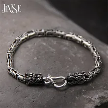 5MM Dragon Head Bracelet 925 Sterling Silver 19-21cm Hand Link Chain S925 Solid Thai Silver Double Dragon Bracelets Men Jewelry fnj 925 sterling silver bracelets natural yellow green stone synthetic blue red corundum 17 3cm s925 thai silver chain bracelet