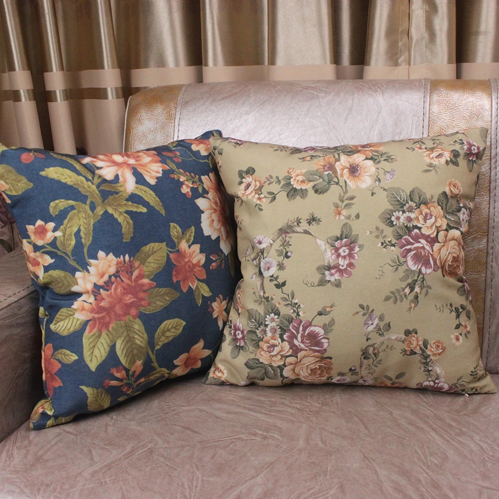 CURCYA Japanese Plain Flowers Throw Pillow Case Cotton Linen Sofa Cushion Covers CURCYA Japanese Plain Flowers Throw Pillow Case Cotton Linen Sofa Cushion Covers