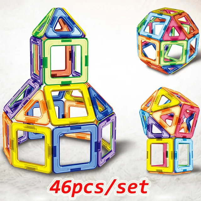 46PCS Big Size Magnetic Designer Magnet Blocks Construction Toys Set Modeling&Buillding Toy For Children Kids Gifts 1