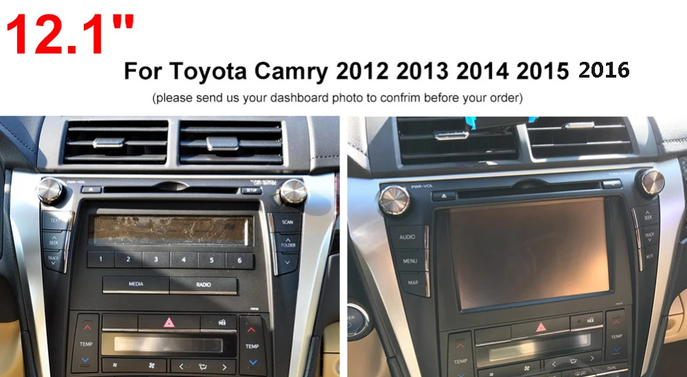 Clearance 12.1‘’  Vertical tesla style Android 8.1 Car DVD player GPS Navigation Radio for Toyota Camry 2012-2017 4G RAM PX6  6 CORES 0