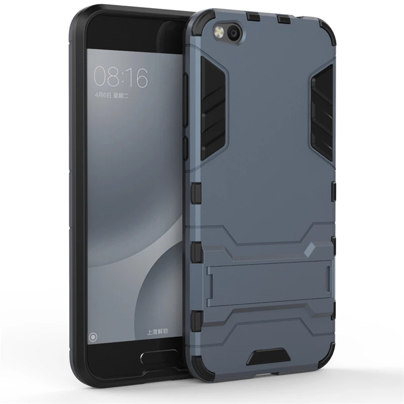 2 in 1 Hard PC + Soft Silicone TPU Rugged Rubber Kickstand Case For Xiaomi Mi5C Matte Armor Shockproof Phone Holder Cover Shell (2)