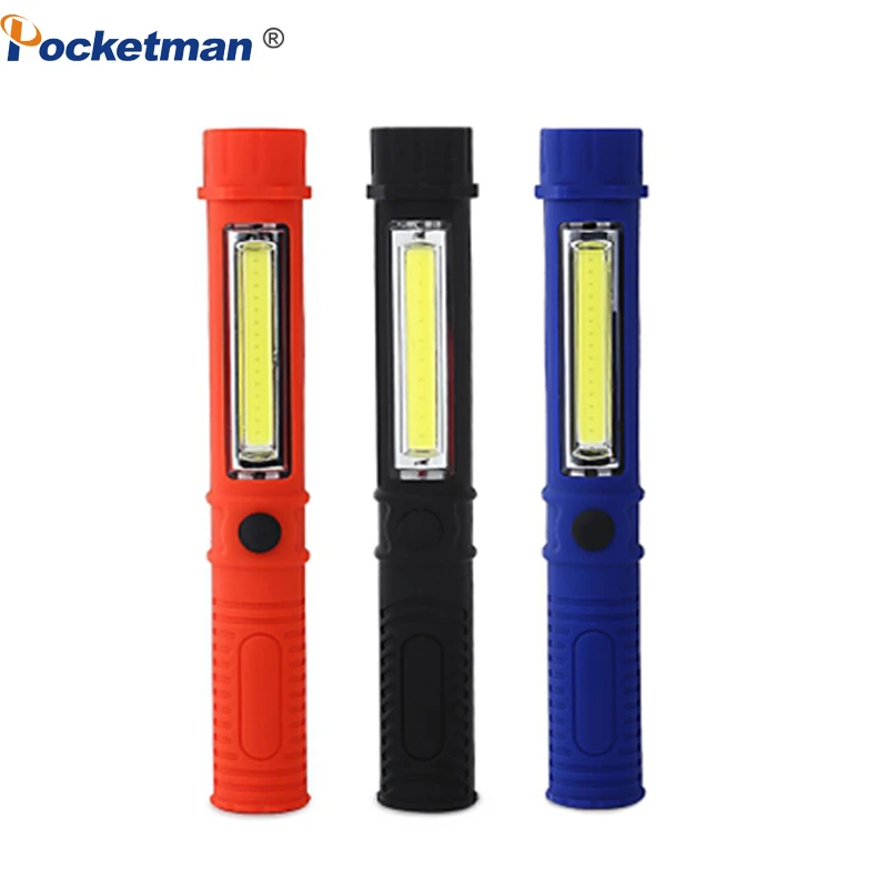 ABS COB LED Mini Pen Light Clip Magnet Work Torch Flashlight Lamp 2-speed Mode