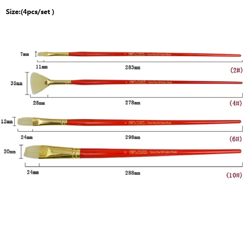Winsor& Newton Экстра тонкая щетина кисти для рисования маслом профессиональный художник масляная Цветная кисть 4 шт./компл. 6 шт./компл. художественные принадлежности