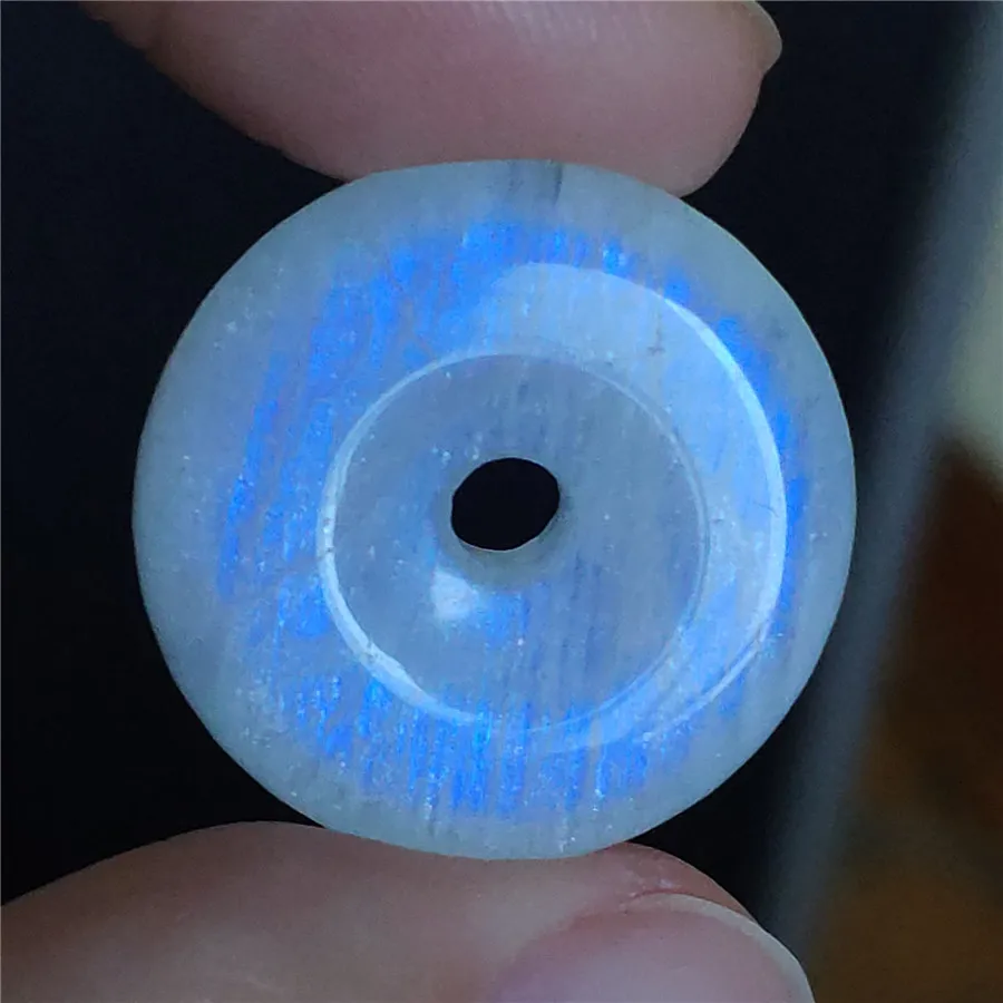 

AAAA Genuine Strong Blue Light Natural Moonstone Pendant Woman Men Necklace Healing Crystal Donut Bead Natural Stone Pendant