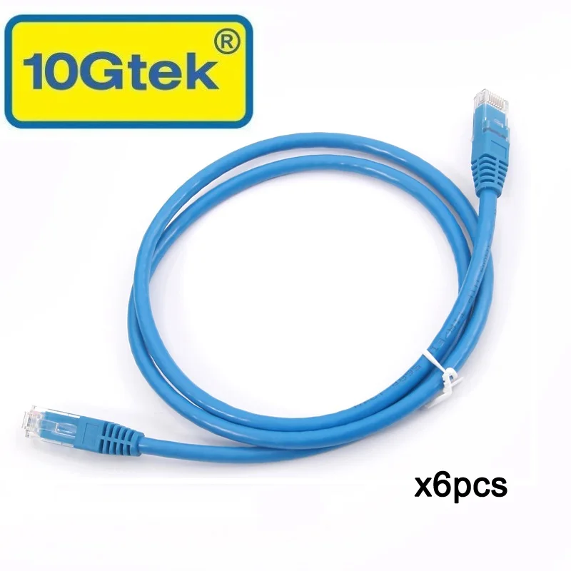 

10Gtek 6Pcs CAT6 UTP Patch Cord, 1Meter (3.3 Ft)RJ45 Network Cable,Blue,24AWG For Gigabit Ethernet Switch Router