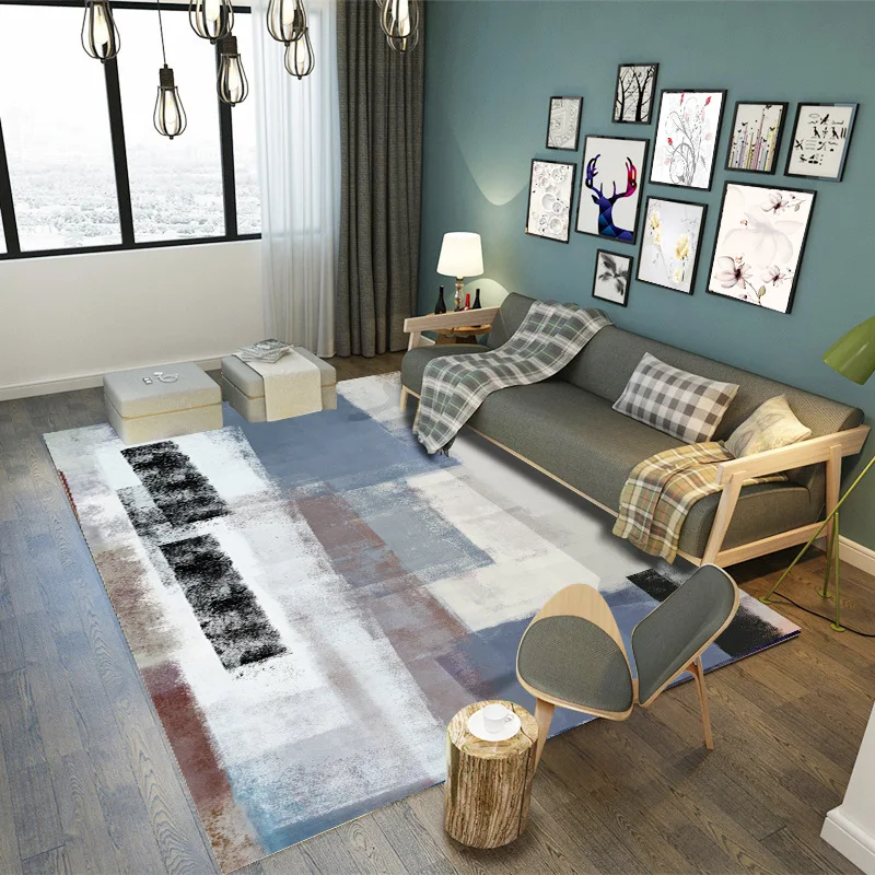 Скандинавские ковры с чернильными рисунками для гостиной, прямоугольные Коврики для спальни, Противоскользящие коврики для журнального столика, прикроватные коврики