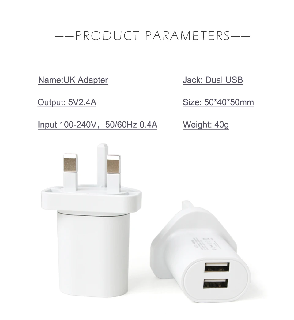UK Mobile Phone Chargers Travel Wall Adapter Plug Electrical Power Socket Converter Dual USB Interface Laptop Charging (9)