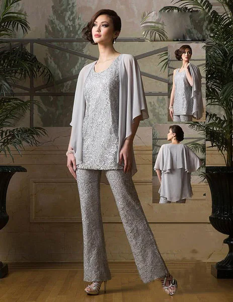 Silver Pants Suits For Weddings Online 
