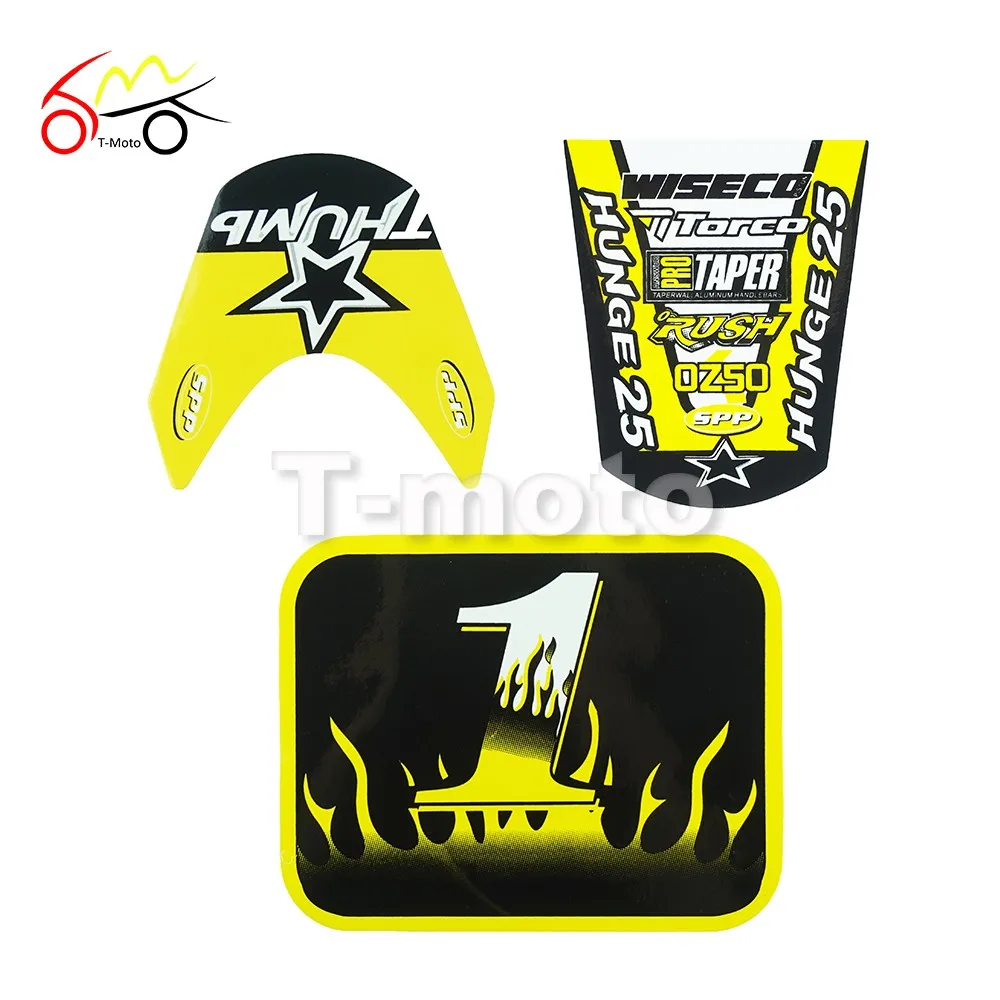 Red Blue Yellow Green Motorcycle Decal Sticker for CRF 50cc Pit Dirt Bike Decals Moto X Baja