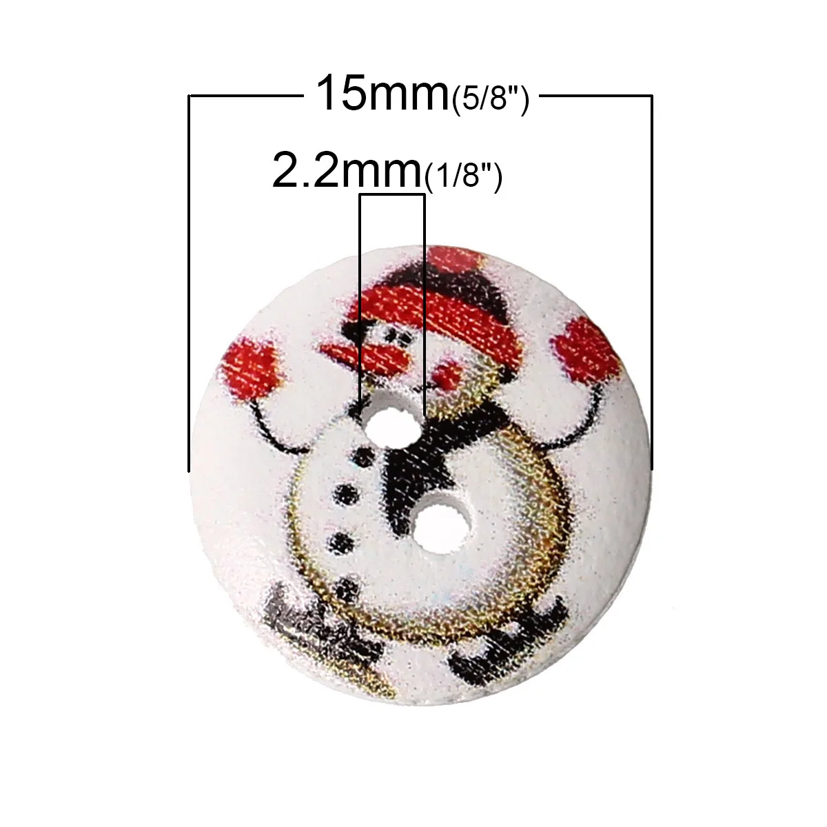 DoreenBeads деревянные пуговицы для шитья скрапбукинга круглые разные на два отверстия с рисунком Санта Клауса рождественские пуговицы 15,0 мм(5/") Диаметр, 15 шт