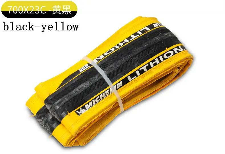 Оригинальные Шины для шоссейного велосипеда Michelin LITHION 2, 700* 23C, 25C, прокол 700C, синие, красные, черные, желтые, сверхлегкие шины для велосипеда 230 г - Цвет: 1pcs Black-Yellow 23